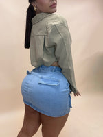 DENIM CARGO SKIRT (LIGHT)